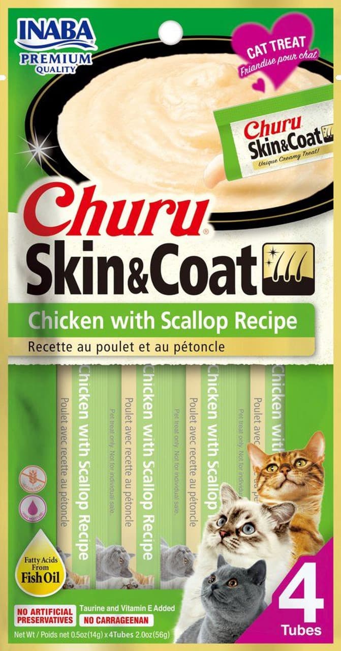 Inaba Churu Skin & Coat Chicken with Scallop Recipe