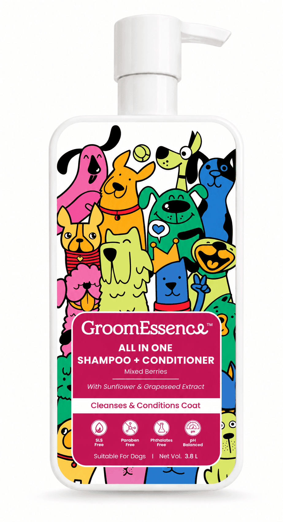 GroomEssence All-in-one Pet shampoo + Conditioner + Face Wash - Mixed Berries