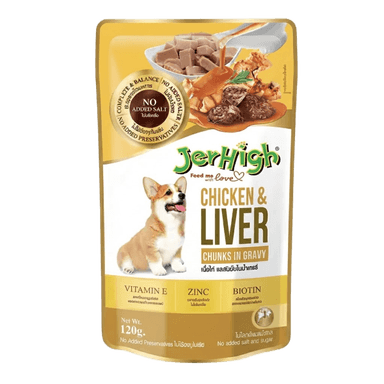 JerHigh Chicken And Liver in Gravy Dog Wet Food 120gm - 12 Pack