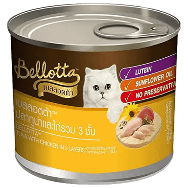 Bellotta Tuna with Chicken in 3 Layers Tinned Cat Wet Food 185 Gm 12 Pack