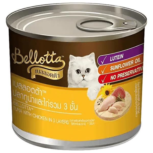 Bellotta Tuna with Chicken in 3 Layers Tinned Cat Wet Food 185 Gm 12 Pack