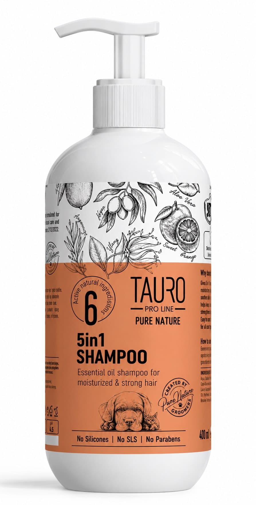 Tauro Pro Line Pure Nature 5In1 Moisturizing Coat Shampoo for Dogs and Cats