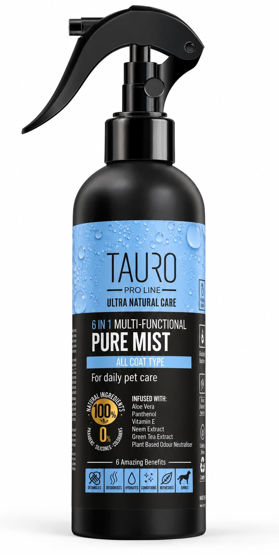 Tauro Pro Line Ultra Natural Care 6In1 Multi - Functional Pure Mist for Dogs and Cats Daily Body Care