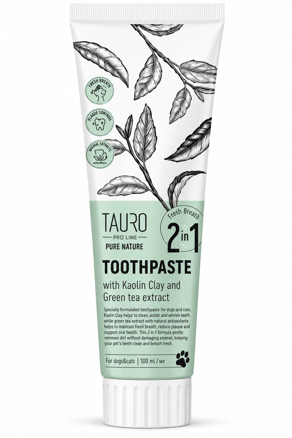 Tauro Pro Line Pure Nature Toothpaste with White Clay Zeolite and Green Tea Extract for Dogs and Cats