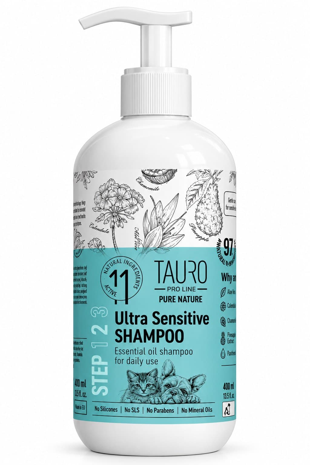 Tauro Pro Line Pure Nature Ultra Sensitive Coat Shampoo for Dogs and Cats