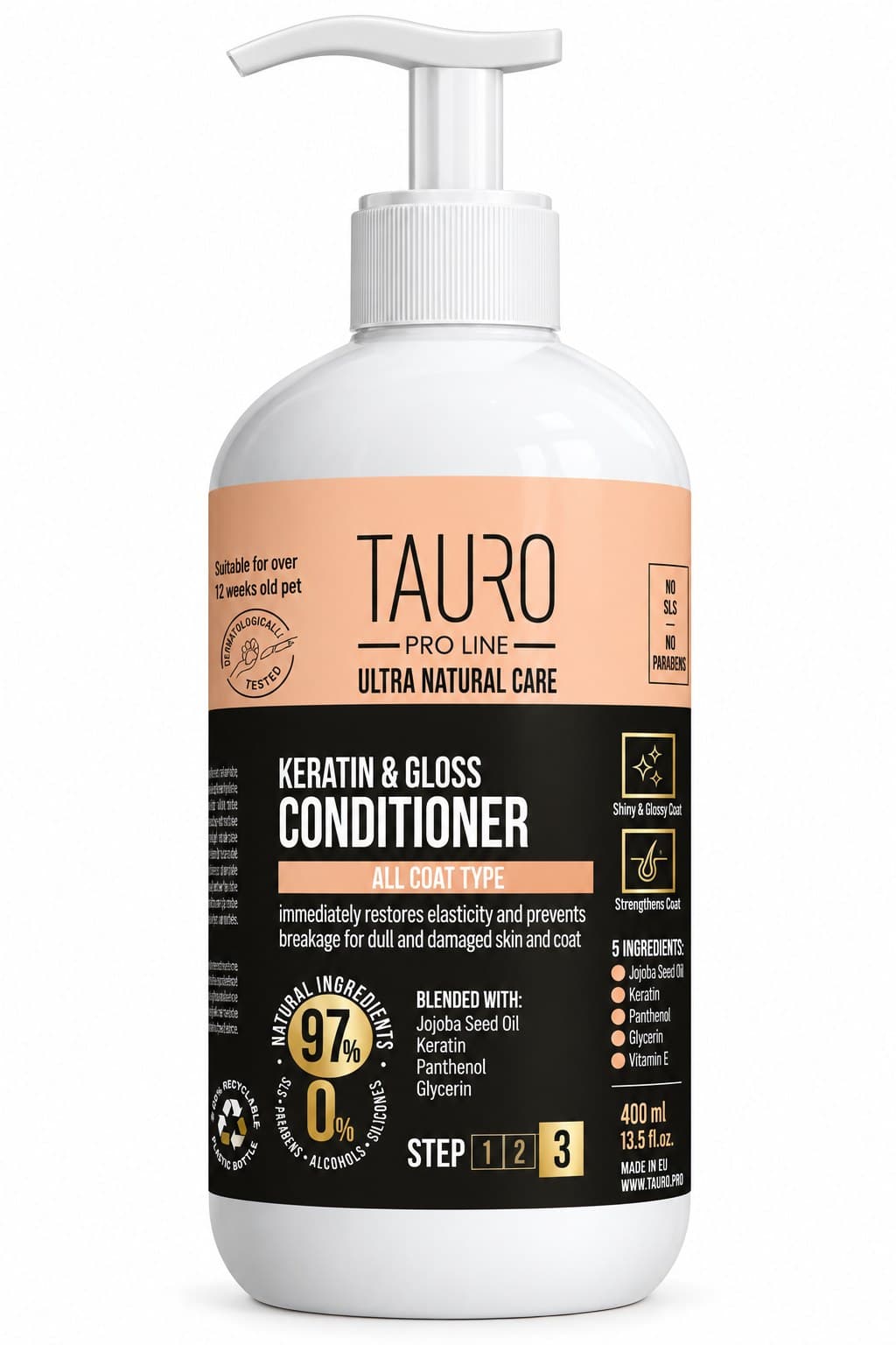 Tauro Pro Line Ultra Natural Care Keratin & Gloss Conditioner for Dogs and Cats